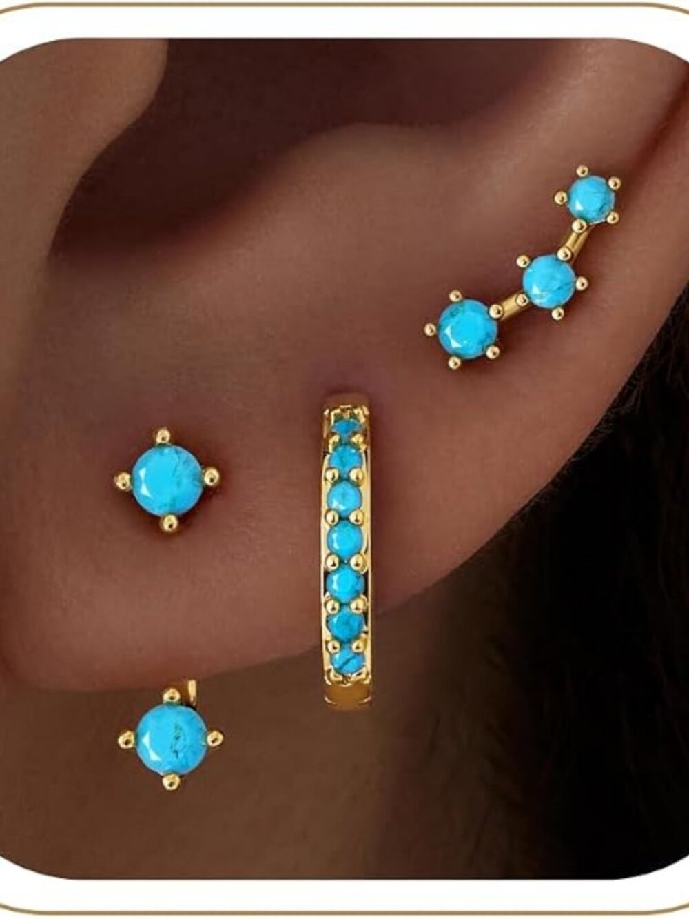 3 Pairs Dainty Small Earrings Set for Women Trendy, Birthstone Stud Huggie Hoop